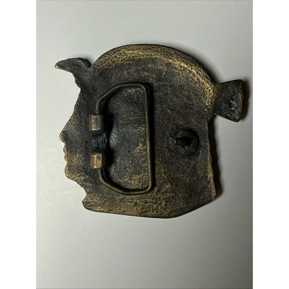 VINTAGE BRASS REPOUSSE EGYPTIAN REVIVAL CLEOPATRA BELT BUCKLE
